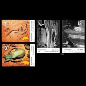 Cave Bear fossil on Speleology stamps of Romania 2020