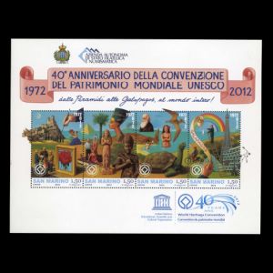 Charles Darwin and Pteranodon on 40th anniversary of UNESCO heritage stamp of San Marino 2012