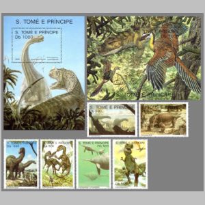 Dinosaurs and other prehistoric animals on stamps of São Tomé and Príncipe 1993