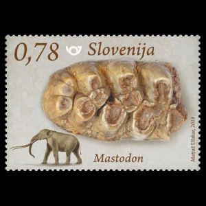 Mastodon and its tooth on stamp of Slovenia 2018