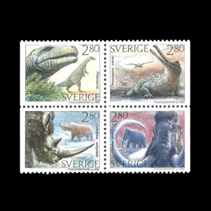 prehistoric animals on stamps of Sweden 1992