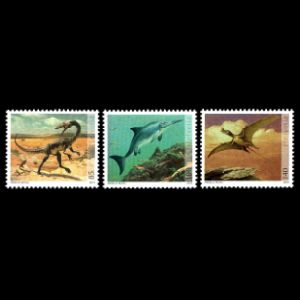 Dinosaurus: Theropoda , Ichthyosauria, Pterosauria on stamps of Switzerland 2010