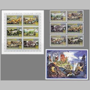 dinosaurs on stamps of Togo 1994