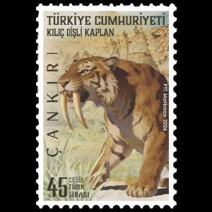 Saber-toothed tiger  on stamps of Turkey 2026