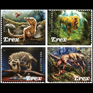 Tyrannosaurus Rex on stamps of USA 2019