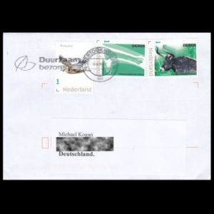 Whale personal stamps of the Netherlands on circulated cover