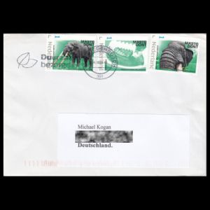 sabre-toothed cat, Homotherium personal stamps of the Netherlands on circulated cover
