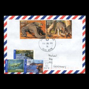 Megafauna stamps  of Australia 2008 on used circulated cover