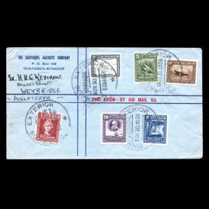 Centenary of the Darwin voyage to the  Galapagos Islands stamps of Ecuador 1936 on a circulated cover