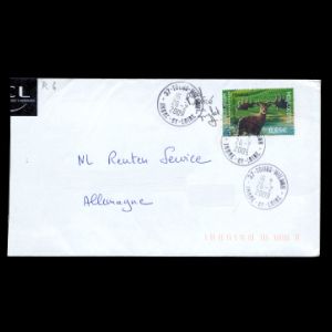 Prehistoric animal stamp on circulated letter of France 2008