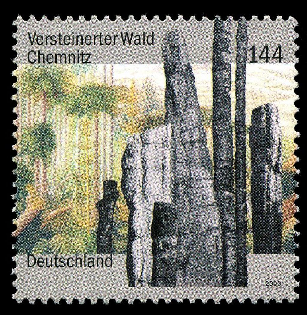 Petrified trees on stamp of Germany 2003