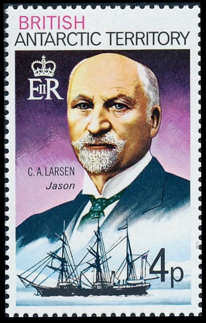 Carl Anton Larsen on stamp of British Antarctic Territory 1973