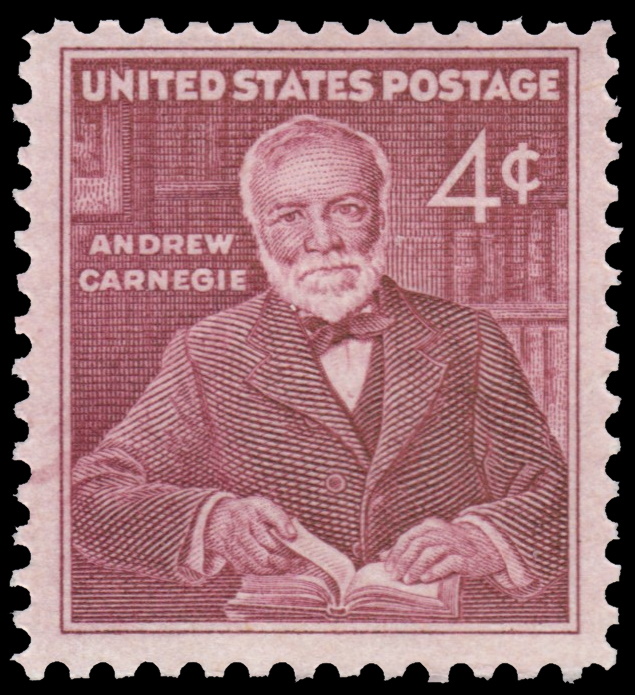 American philanthropist Andrew Carnegie on stamp of USA 1960