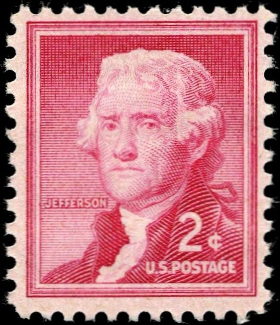 Thomas Jefferson on stamp of USA