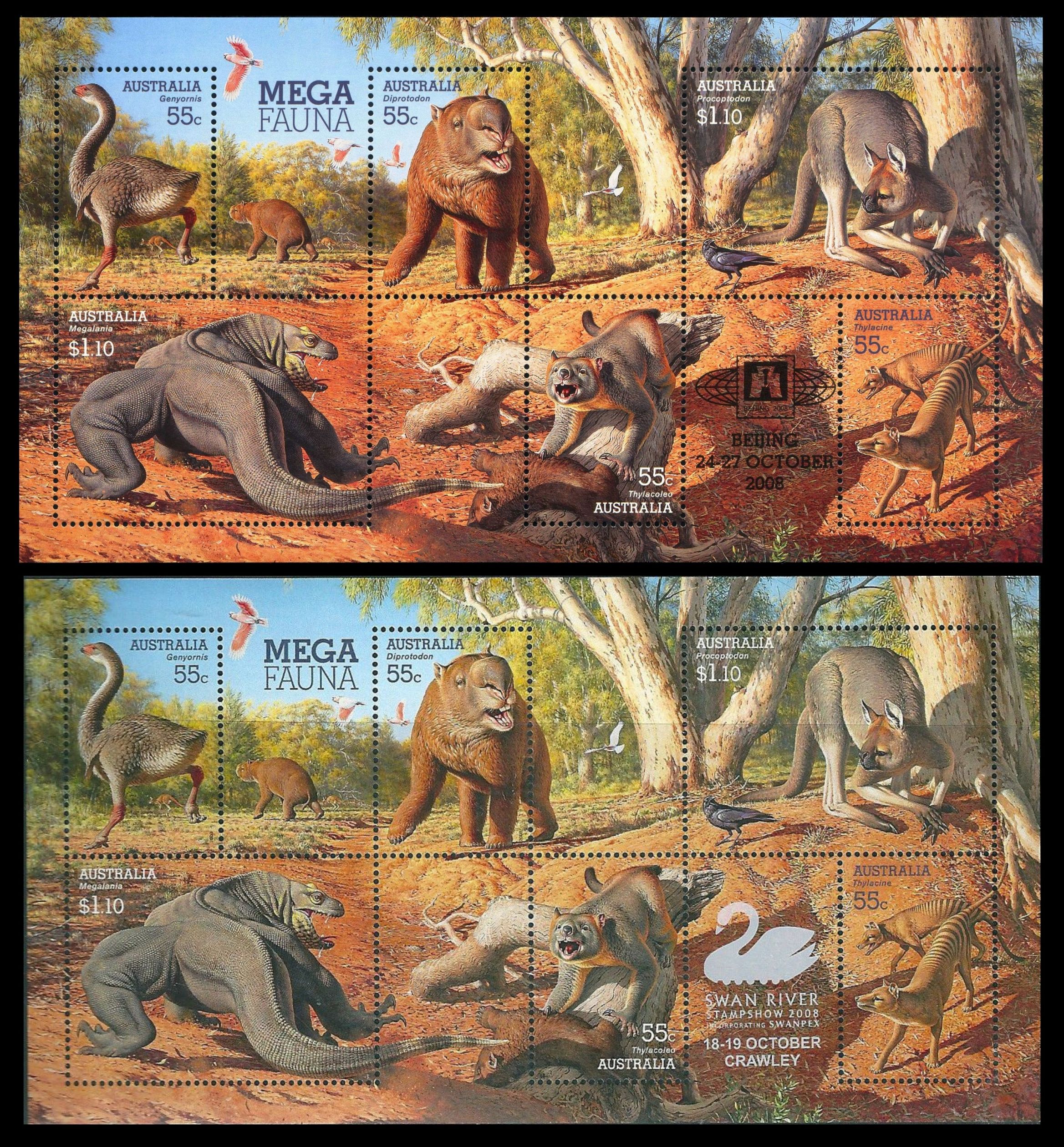 Paleophilatelie.eu - Australia 2008 Megafauna stamps