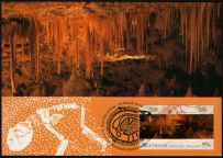 Maxi Card of Australia 1996 with landscape of Fossil Cave - Naracoorte