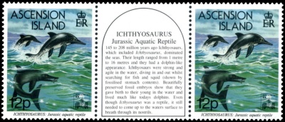 Ichthyosaurs on stamps of Ascension island