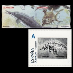 Mixosaurus ichthyosaur  on international stamps