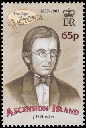 Joseph Dalton Hooker on stamp of Ascension Islands, 2001