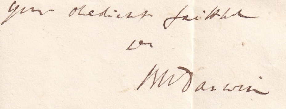  Letter sent from Shrewsbury by Robert Waring Darwin, father of Charles Darwin