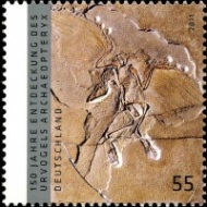 Animal fossil on stamp