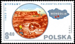 Discovery of Dinosaur in Asia on stamp