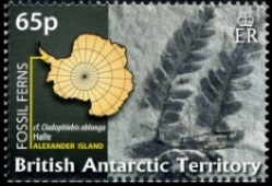 Plant fossil on stamp