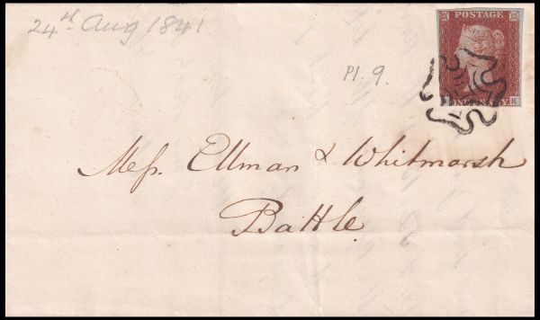 Matched pair of Penny Black (1840, SG: 2, black) and Penny Red (1841, SG: 7), plate Nr. 2, position QD