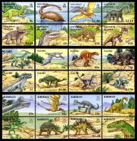 Dinosaurs and other prehistoric animals on stamps of Kiribati Nauru and Solomon Islads 2006
