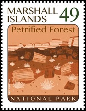 Petrified wood on stamp of the Marshall Islands 2017