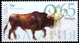 The aurochs (Bos primigenius) on extinct animal stamps of Bulgaria 2018