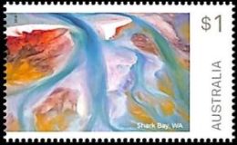 Precambrian fossil-found place Shark Bay on the Art of Nature stamps of Australia 2018