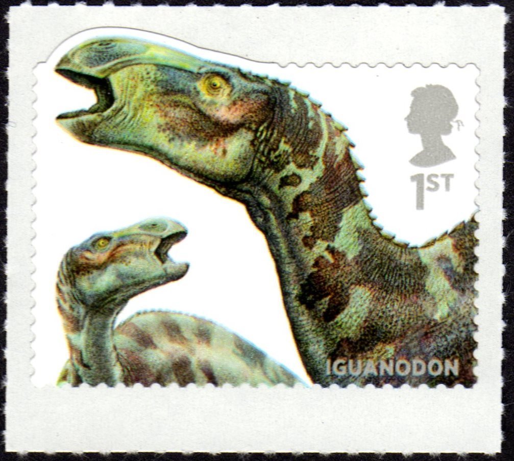 Iguanodon on commemorative postmark of UK 2013