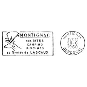 Megaloceros giganteus on commemorative postmark of France 1960