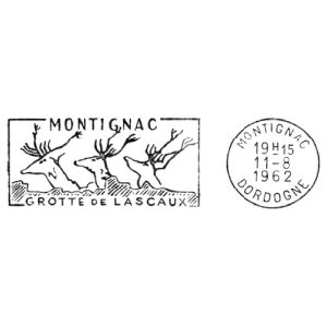 Megaloceros giganteus on commemorative postmark of France 1962