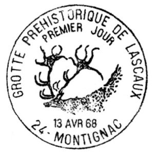 Megaloceros giganteus on commemorative postmark of France 1963-1983