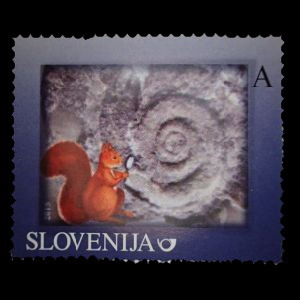 Permian gastropoda from Karavanke Mts on personalized stamp of Slovenia 2017