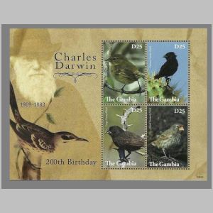 Charles Darwin on stamps of Gambia 2009
