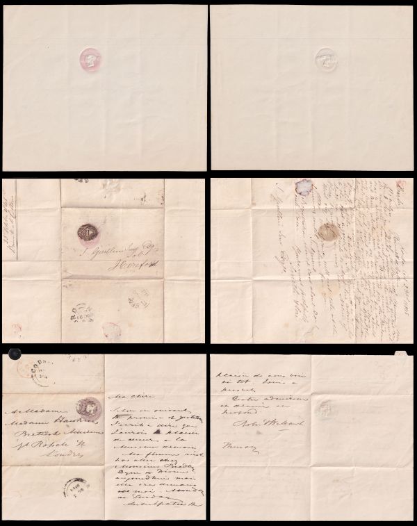 Penny Pink and two Pence Blue postal stationeries from 1841