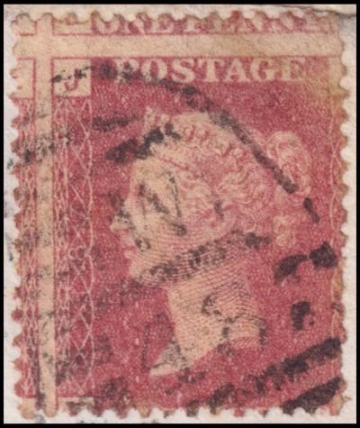 Perforated Penny Red, plaze 187, 1876, with significant perforation misalignment