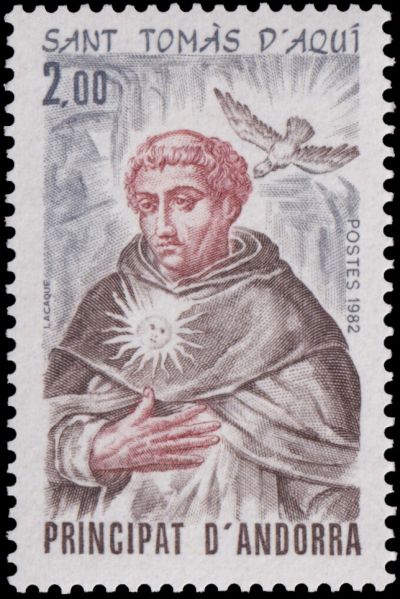 St Thomas Aquinas on stamp of Andorra French Post 2024