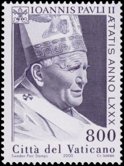 Pope John Paul II on stamp of Vatican 2000