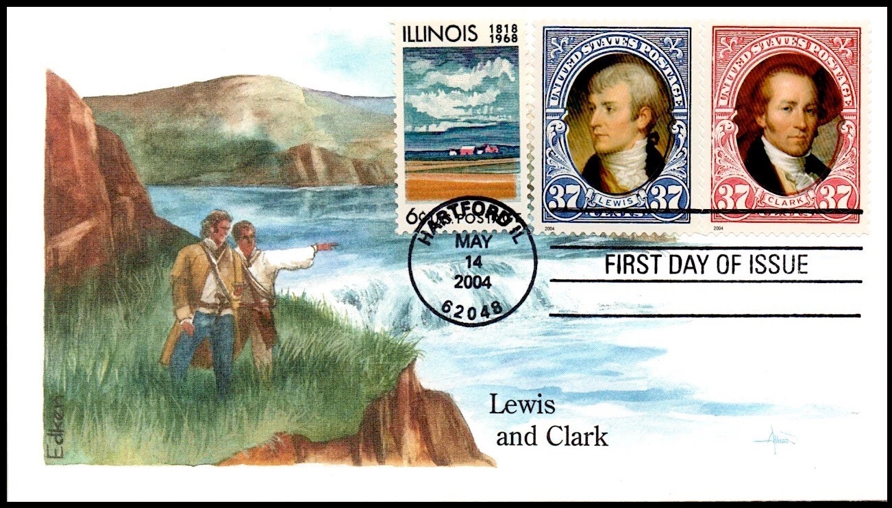 Meriwether Lewis and William Clark on stamp of USA 2004 Meriwether Lewis and William Clark on stamp of USA 2004