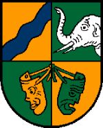 Gomphotherium angustidens on coat of arms of Meemach town in Austria