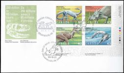 Dinosaur FDC of Canada 1993 with extra postmark of Tyrannosauris from Alberta