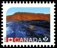 Fossil found place: Joggins Fossil Cliffs on stamp of Canada 2014