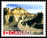 Fossil found place: Dinosaur provincial park on stamps of Canada 2015