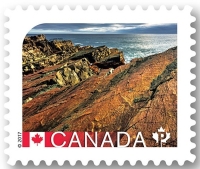 Fossil found site: Mistaken Point on stamp of Canada 2017