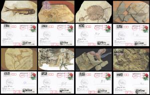 set of 8 pre-stamped post cards The Cretaceous Park in China from 2003