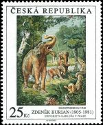 Deinotherium on works of art on postage stamps of Czech Republic 2005